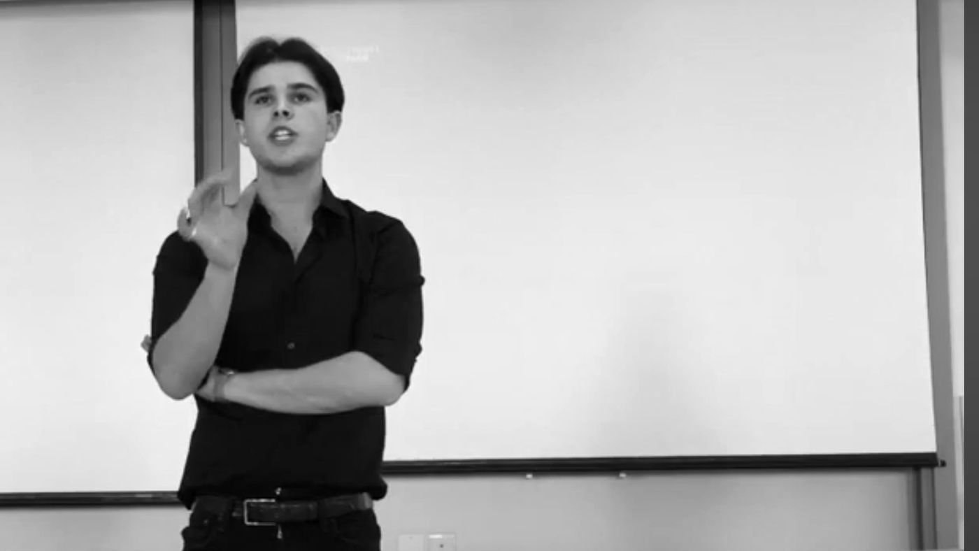 Blake Shapiro speaking at a debating tournament